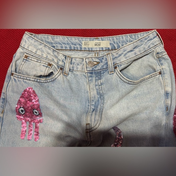 Topshop Straight Leg Jeans with Sequin Ocean Design - Multicolor - Picture 6 of 10